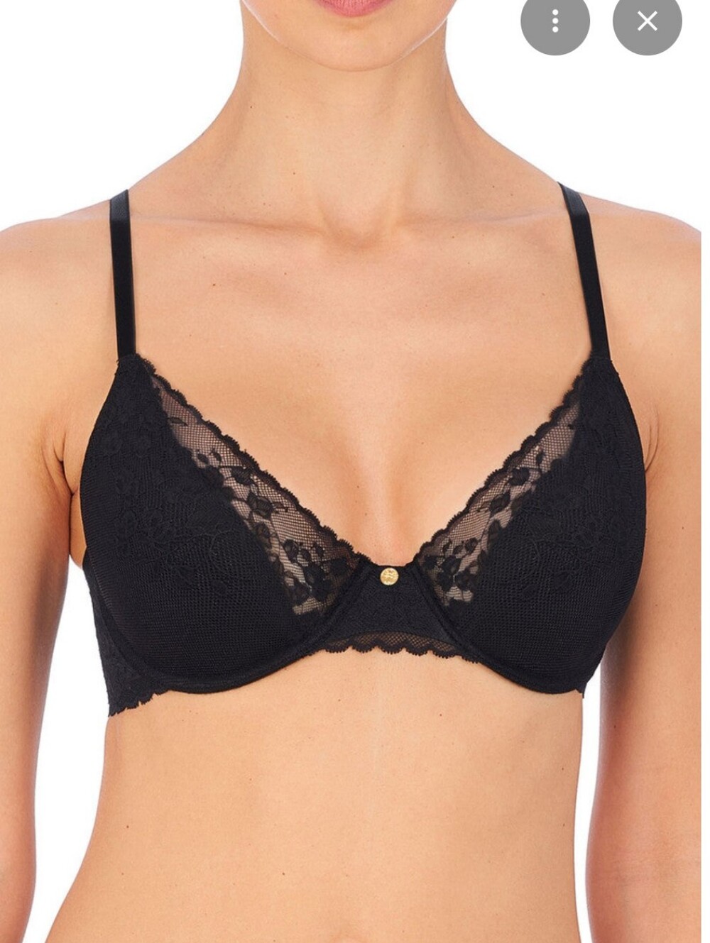 Natori Cherry Blossom Black Push Up Convertible Bra 32C NWT